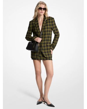 MICHAEL Michael Kors Mk Plaid Print Stretch Wool Blazer - Green