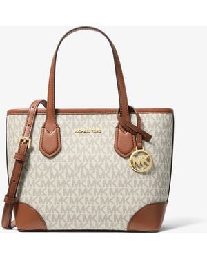 Michael Kors Eva Extra-Small Signature Logo Convertible Tote Bag - Natural