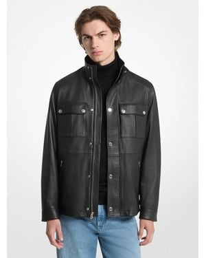 Michael Kors Michael Kors Leather Utility Jacket - Black