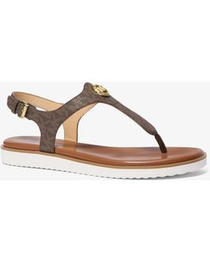 MICHAEL Michael Kors Val Signature Logo Thong Sandal - Natural