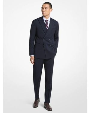 Michael Kors Mk Striped Double-Breasted Blazer - Blue