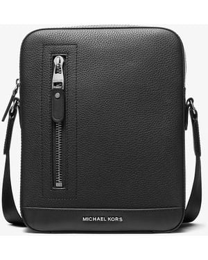 Michael Kors Mk Hudson Pebbled Leather Flight Bag - Black