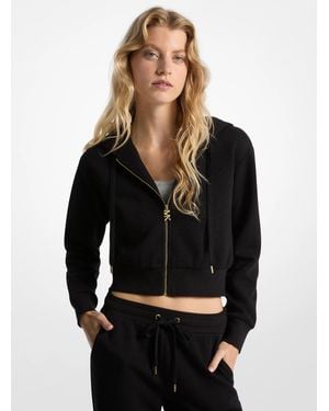 Michael Kors Logo Jacquard Charm Jacquard Cropped Zip-Up Hoodie - Black