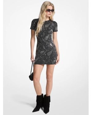 MICHAEL Michael Kors Studded Paisley Scuba Mini Dress - Black
