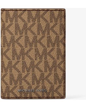 Michael Kors Mk Hudson Signature Logo Folio Card Case - Natural
