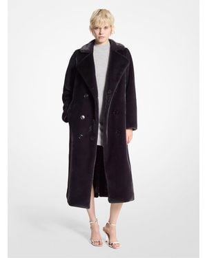 MICHAEL Michael Kors Mk Oversized Faux Fur Double-Breasted Coat - Blue