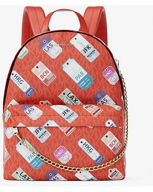 Michael Kors Slater Medium Printed Signature Logo Backpack - Red