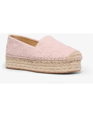 MICHAEL Michael Kors Mk Lynn Logo Embossed Denim Platform Espadrille - Pink