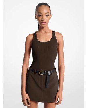 MICHAEL Michael Kors Mk Ribbed Scoop-Neck Vest - Black