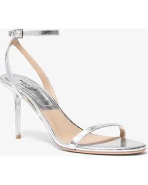 Michael Kors Michael Kors Gwyneth Metallic Snake Embossed Leather Sandal - White