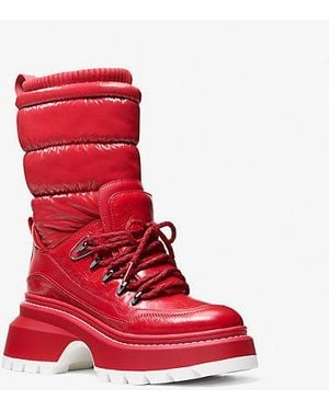 Michael Kors Shiloh Mixed-Media Boot - Red