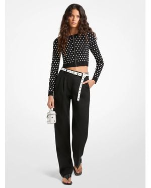 Michael Kors Mk Pleated Stretch Wool Blend Twill Pants - Black