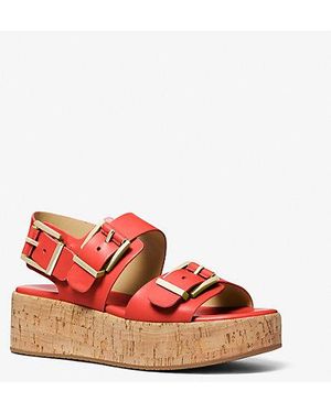 Michael Kors Colby Leather Flatform Sandal - Red