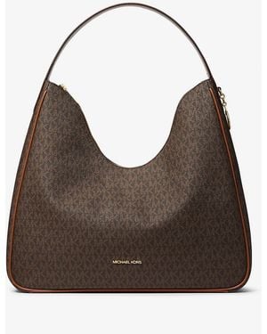 Michael Kors Outlet Mk Nayla Medium Signature Logo Shoulder Bag - Brown