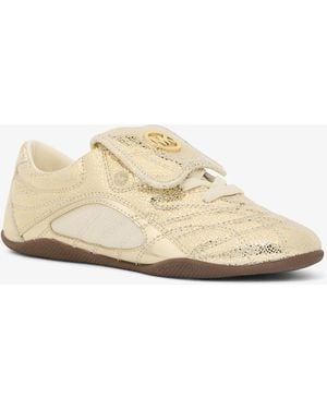 Michael Kors Kyler Metallic Crackled Suede Sneaker - Natural