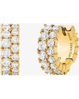 Michael Kors Double Pavé Huggie Earrings - Metallic