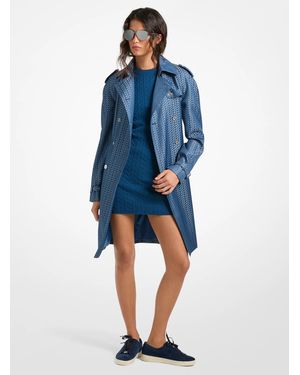 MICHAEL Michael Kors Mk Mk2000 Logo Jacquard Trench Coat - Blue