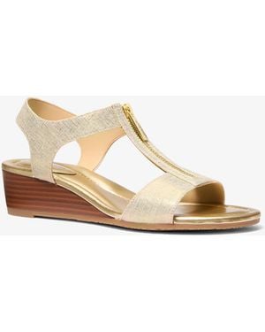 MICHAEL Michael Kors Mk Berkley Metallic Linen Wedge Sandal - Natural