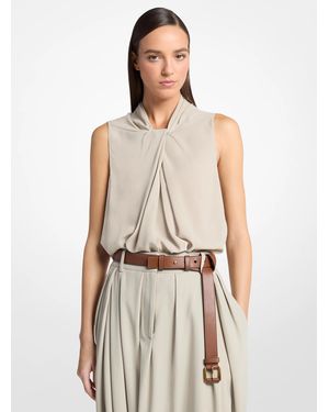 Michael Kors Draped Wool Crepe Sleeveless Blouse - Natural