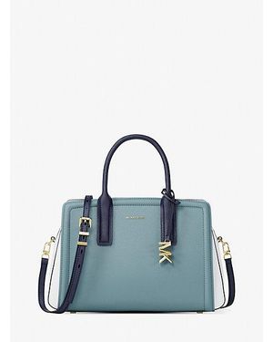 Michael Kors Mk Laila Medium Color-Block Pebbled Leather Satchel - Blue