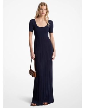 MICHAEL Michael Kors Mk Ribbed Stretch Knit Midi Dress - Blue