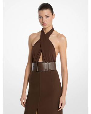 Michael Kors Mk Stretch Matte Jersey Halter Bodysuit - Brown