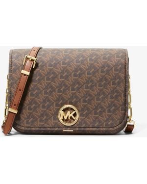 MICHAEL Michael Kors Delancey Medium Empire Signature Logo Messenger Bag - Brown