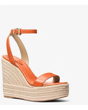 Michael Kors Leighton Leather Wedge Sandal - Pink