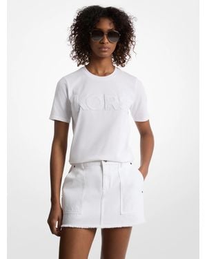 Michael Kors Sequined Logo Cotton T-Shirt - White