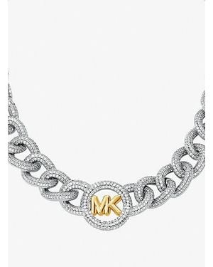 Michael Kors Pavé Logo Curb-Link Necklace - Metallic