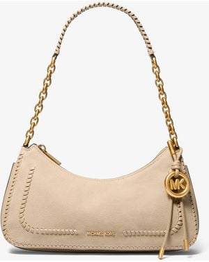 Michael Kors Nolita Medium Pebbled Leather Chain Pochette - Natural