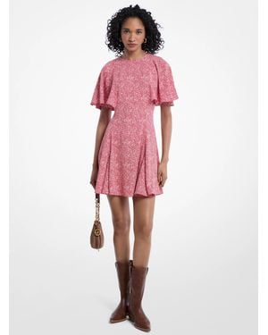 Michael Kors Printed Satin Crepe Mini Dress - Pink