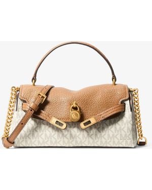 MICHAEL Michael Kors Michael Kors Hamilton Moderne Extra-Small Signature Logo Slouchy Crossbody Bag - Natural