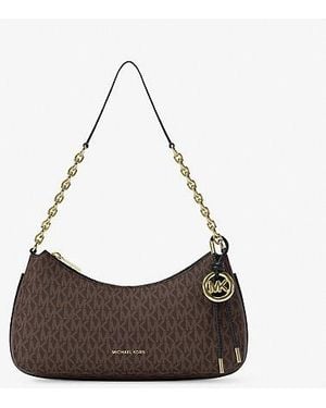 Michael Kors Nolita Medium Signature Logo Chain Pochette - Brown
