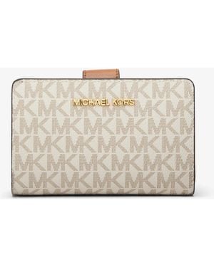 Michael Kors Outlet Mk Medium Signature Logo Wallet - Natural