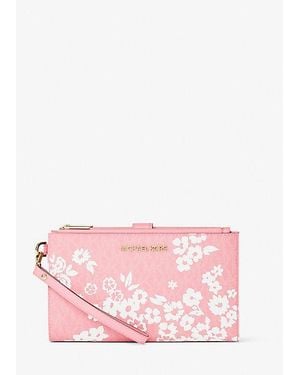 Michael Kors Jet Set Travel Large Printed Signature Logo Wristlet - Pink