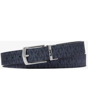 Michael Kors Mk Reversible Signature Logo Belt - White
