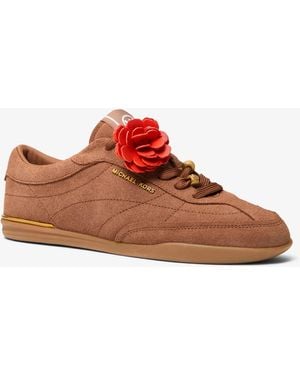 MICHAEL Michael Kors Michael Kors Nolan Embellished Suede Sneaker - Red