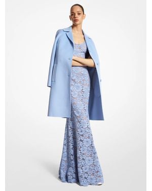 Michael Kors Mk Double Face Cashgora Balmacaan - Blue