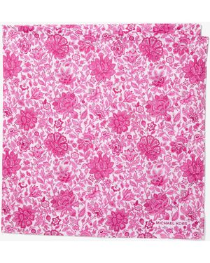 Michael Kors Mk Floral Print Cotton Scarf - Pink
