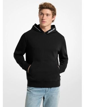 Michael Kors Mk Logo Trim Cotton Blend Hoodie - Black