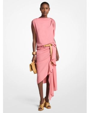 Michael Kors Wool Crepe Draped Blouse - Pink