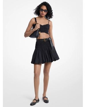 MICHAEL Michael Kors Cotton Smocked Bubble Skirt - Blue