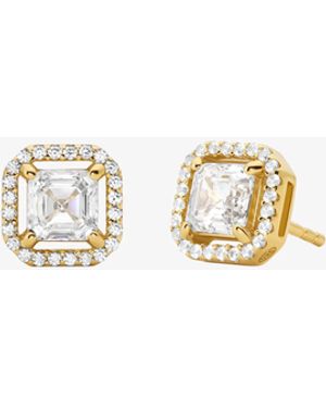 Michael Kors Precious Metal-Plated Sterling Pavé Stud Earrings - White