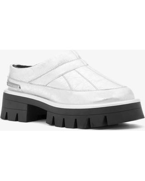 MICHAEL Michael Kors Mk Barton Crackled Metallic Leather Slipper - White