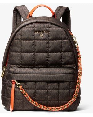 Michael Kors Slater Medium Logo Quilted Nylon Backpack - Brown