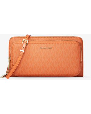 MICHAEL Michael Kors Mk Jet Set Large Signature Logo Continental Crossbody Bag - Orange