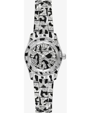 Michael Kors Mk Petite Lexington Pavé Animal Print-Tone Watch - White