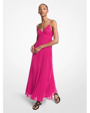 MICHAEL Michael Kors Maxi Pleated Slip Dress - Pink