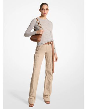 Michael Kors Crushed Cotton Gabardine Cargo Trousers - White